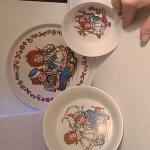 Raggedy Ann and Andy dish set vintage 1960s